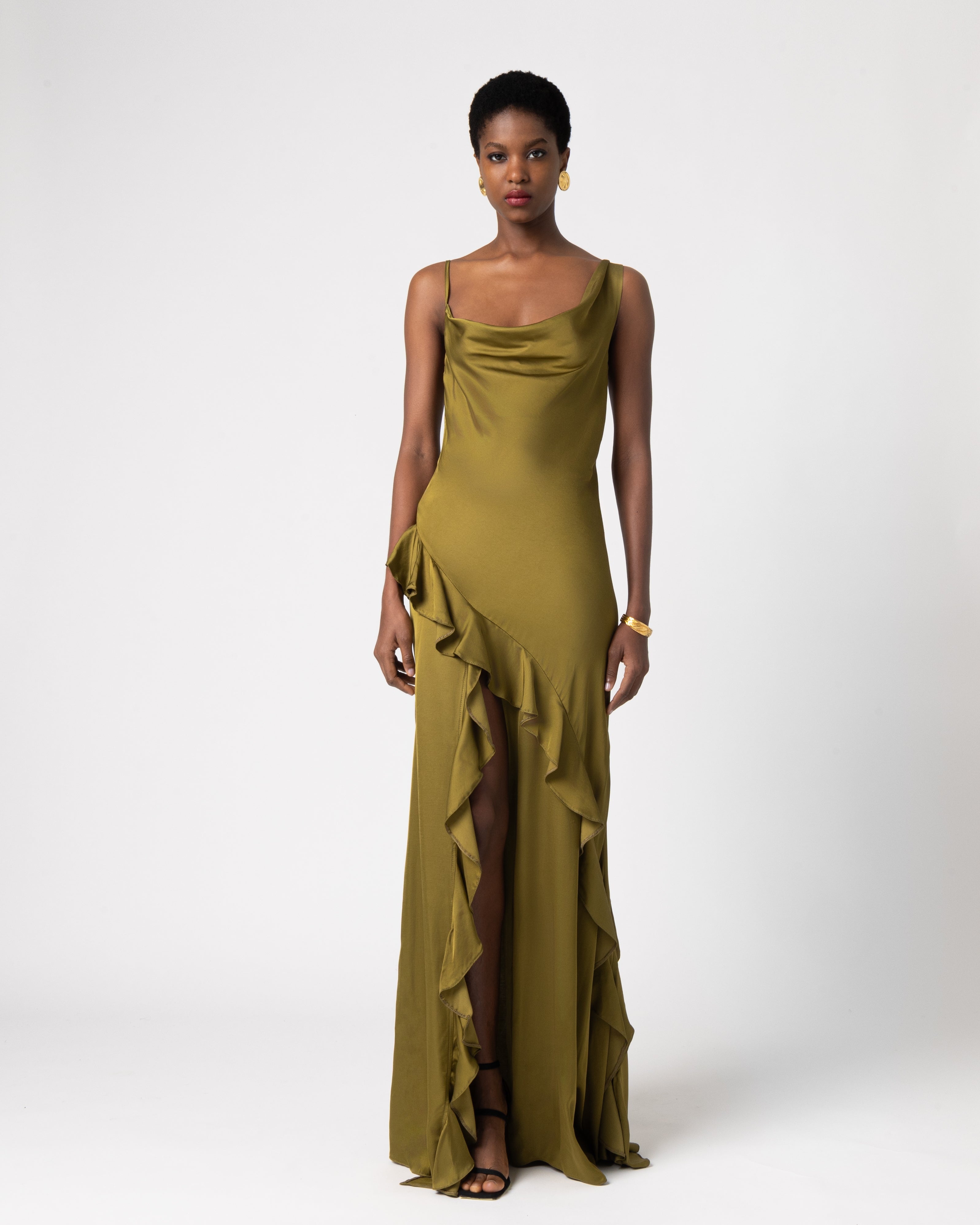 knee length dresses for ladies Adaline Dress in Olive – House of Thalassa